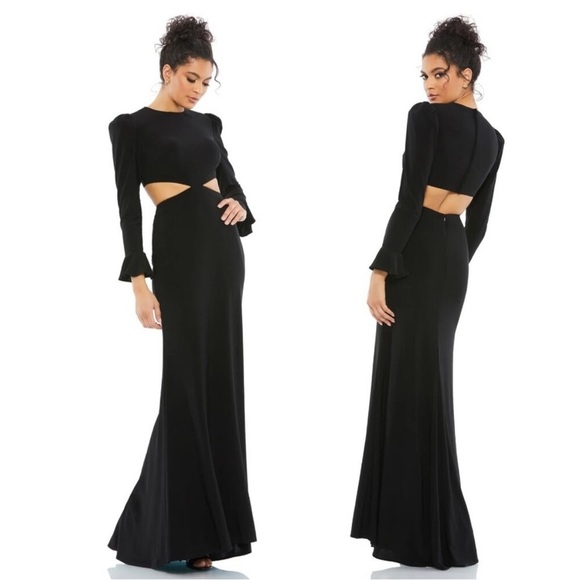 NWT MAC DUGGAL | LONG SLEEVE PUFF SHOULDER
CUT OUT GOWN #67944 - Picture 1 of 8